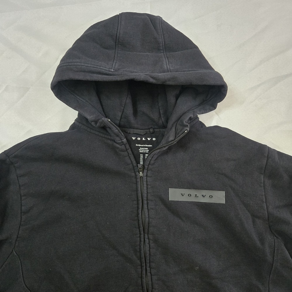 Volvo Logo Graphic Full Zip Hooded Sweatshirt Mens 3XL Black Heavyweight Sweden - Picture 2 of 7
